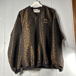 Elements Haley Womens XL Windbreaker Pullover Bronze Leopard V-Neck Bentwater